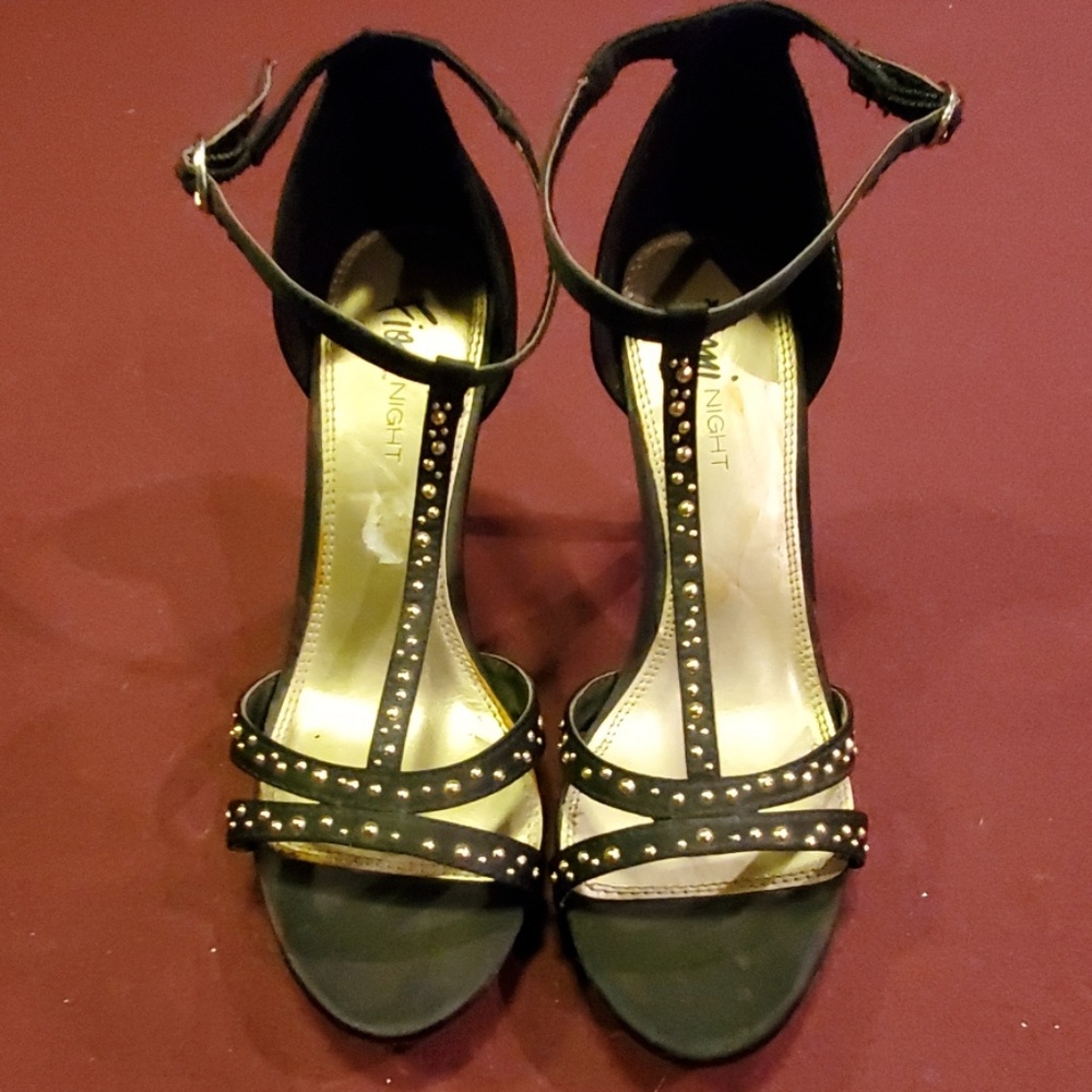 Black and gold heels